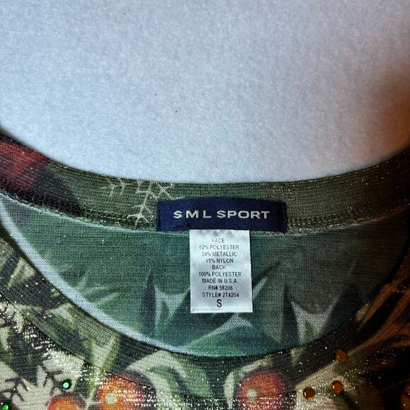 SML Sport Red Cardinal Beaded Chrismas Top Size Small - Picture 5 of 6